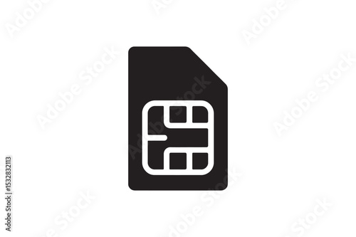 SIM Card Icon silhouette vector with white background