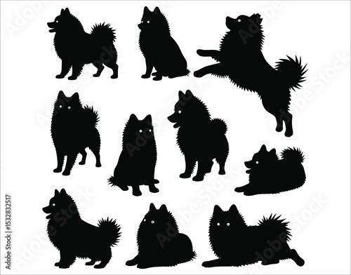 Pomeranian Puppy & Adult Dog Silhouettes – Vector Pack