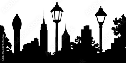 Urban exploration journey: city skyline with guidebook and public transport adventure