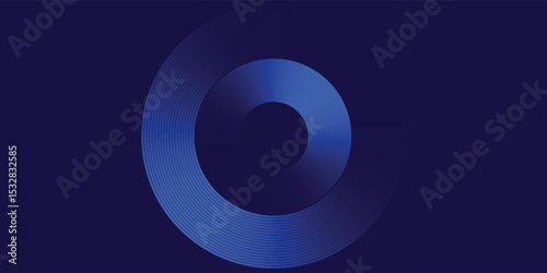 Abstract blue glowing geometric lines on dark blue background. Modern shiny blue circle lines pattern. Futuristic technology concept. Suit for cover, poster, banner modern