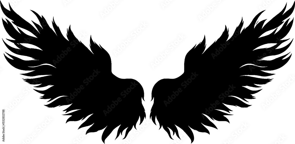 Fototapeta premium Fiery phoenix wings silhouette design with bold contrast