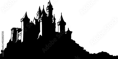 Enchanting fairy tale castle silhouette for fantasy design inspiration