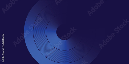 Abstract blue glowing geometric lines on dark blue background. Modern shiny blue circle lines pattern. Futuristic technology concept. Suit for cover, poster, banner modern