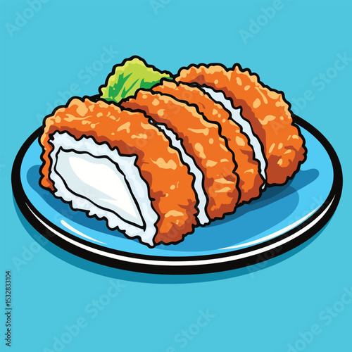 Crispy Tempura Sushi Rolls on Blue Plate