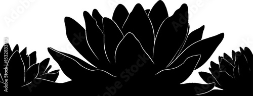 High contrast lotus mandala border silhouette design for decorative projects