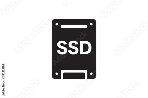 SSD Drive Symbol silhouette vector with white background