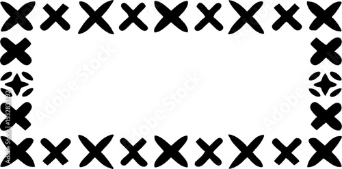 Mysterious magic runes silhouette border in high contrast black design for decoration