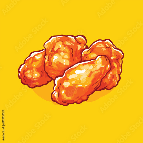 Delicious Fried Chicken Wings with Crispy Skin and Golden Color