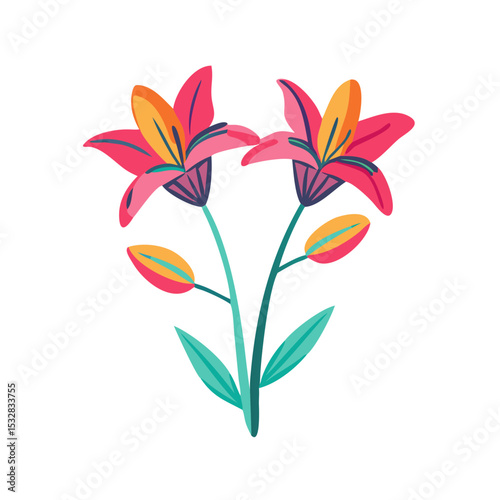 Simple illustration of flower. Icon. Lovely. Summer. Plants. 