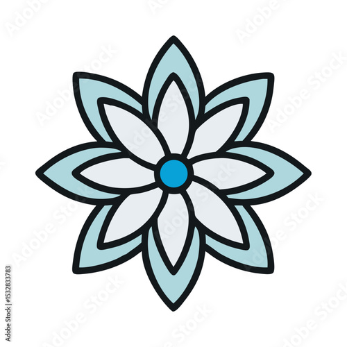 Simple illustration of flower. Icon. Lovely. Summer. Plants. 