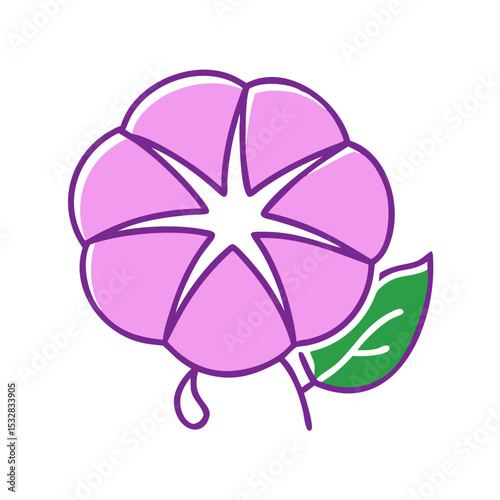 Simple illustration of morning glory. Icon. Adorable. Summer. Plants.
