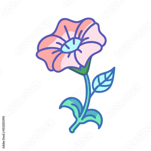 Simple illustration of morning glory. Icon. Adorable. Summer. Plants.