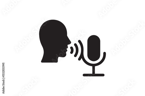 Voice Control Icon silhouette vector with white background