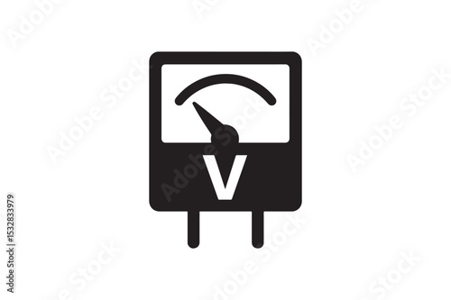 Voltage Meter Icon silhouette vector with white background