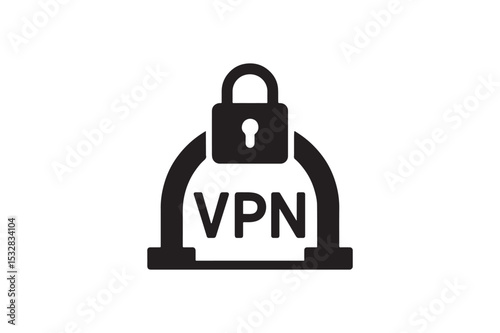 VPN Tunnel Symbol silhouette vector with white background