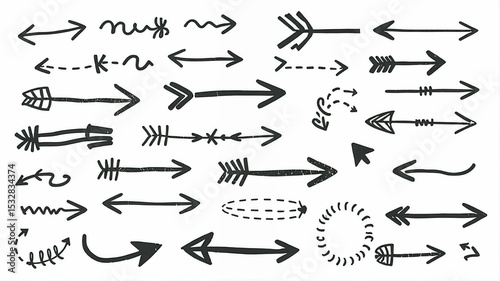 Hand-Drawn Arrow Icons Set - Sketch Style for Infographics & Design