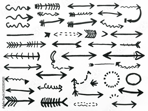 Hand-Drawn Arrow Icons Set - Sketch Style for Infographics & Design