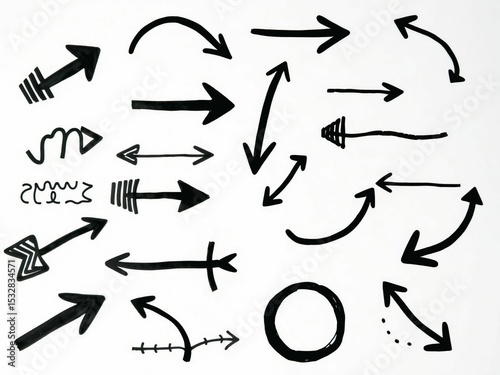 Hand-Drawn Arrow Icons Set - Sketch Style for Infographics & Design