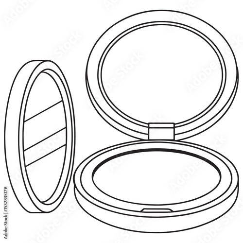 Compact Powder Makeup Case Design Illustration