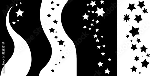 Abstract swirl patterns with stars for creative design projects