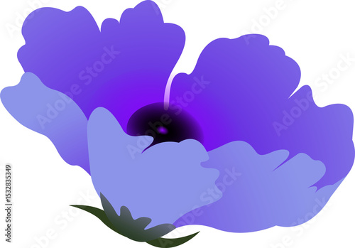 Fototapeta Naklejka Na Ścianę i Meble -  Purple flower vector art is showing gradient petals and dark center on transparent background