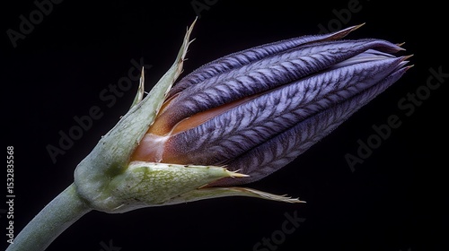 A captivating macro view of a closed flower bud against a dark background