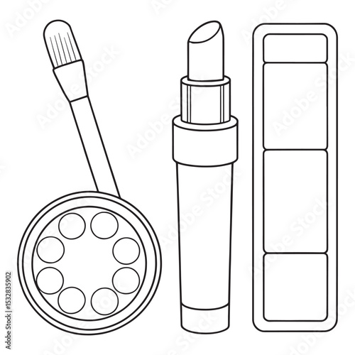 Makeup Kit Line Art Eyeshadow Palette Lipstick Brush