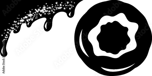 Delicious donut silhouette with icing swirl and star sprinkles design for dessert art