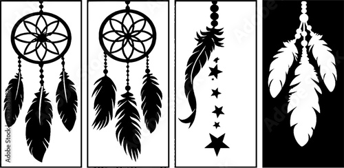 Dreamcatchers and feather designs with bead accents for creative projects