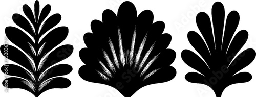 Elegant feather swirl art deco fan patterns for decorative design