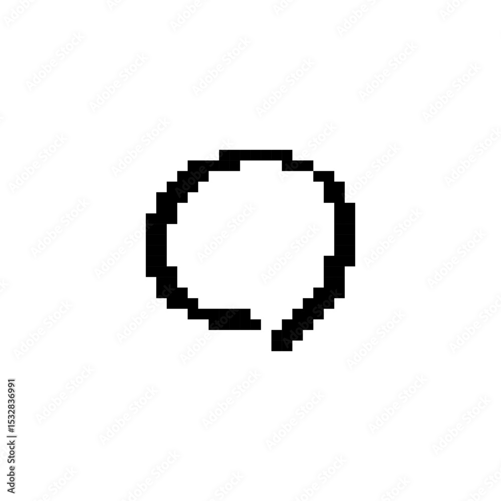 Obraz premium Pixel art cartoon circle icon with a comic feel and mosaic pixelated design style.