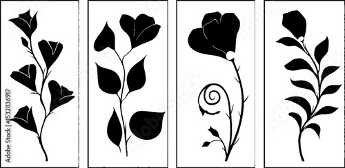 Elegant botanical set with flax stems, seed capsules, and leaf swirls for natural design inspirations