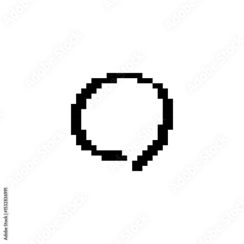 Pixel art cartoon circle icon with a comic feel and mosaic pixelated design style.