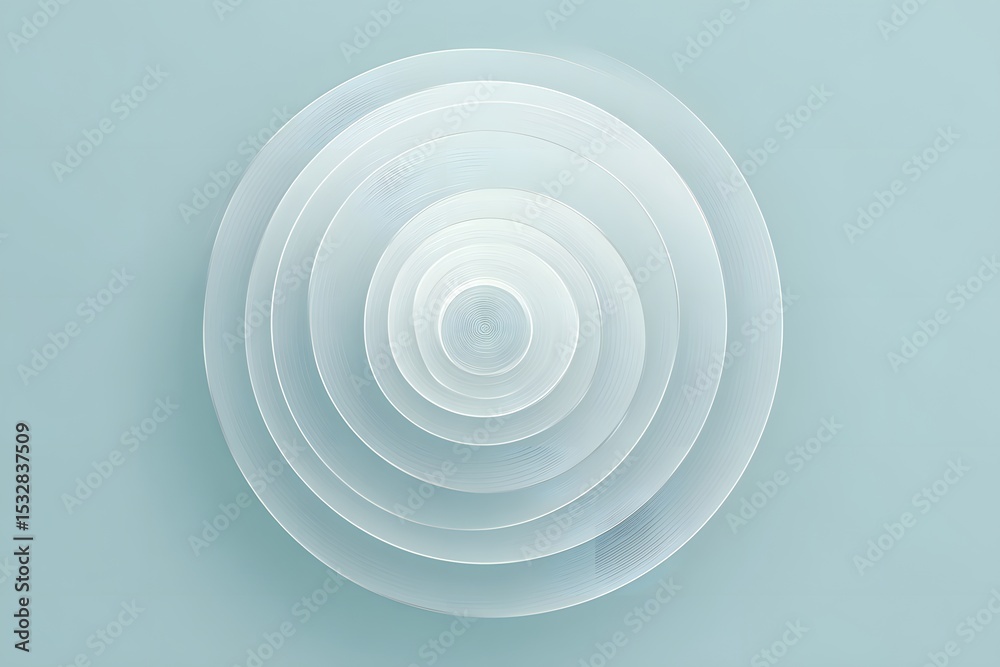 Fototapeta premium Abstract concentric circles in soft, muted tones, forming a minimalist design, creating a sense of depth and visual interest