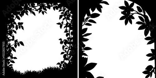 Elegant garden arch and vine trail with blossoming swirl design for decorative projects