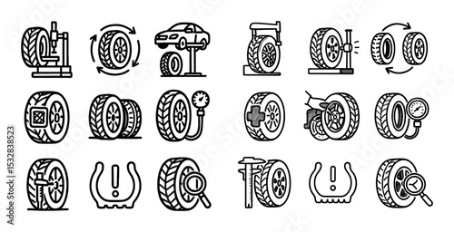 Hand-Drawn Tire Services Icons