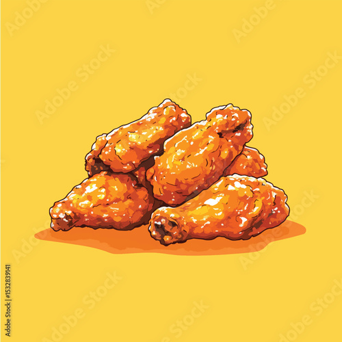 Delicious Pile of Crispy Fried Chicken Wings with Glossy Glaze