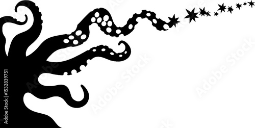 Kraken tentacles and swirling waves with stars design for nautical theme decor