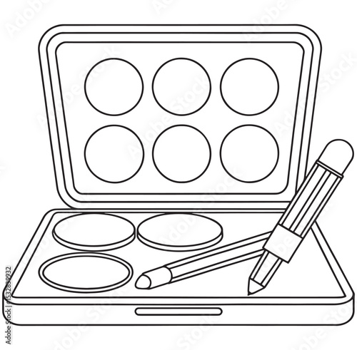 Makeup Palette Coloring Page Printable Design for Kids
