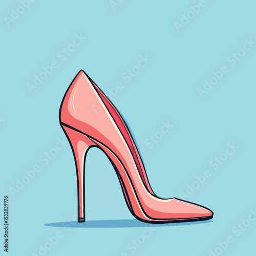 Elegant Coral Pink HighHeeled Pump Side Profile