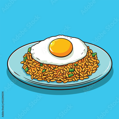 Fried Egg Atop a Plate of Savory Orange Rice