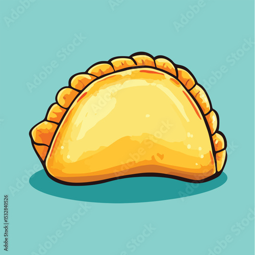 Golden Empanada Illustration Side View Crispy Crust
