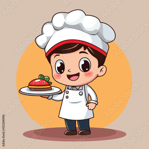 Joyful Child Chef Presenting Strawberry Dessert