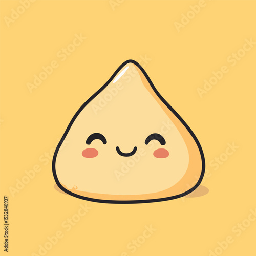 Joyful Yellow Blob Character with Simple Smile