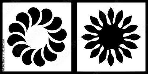 Abstract line patterns and spiral swirls with dot clusters for artistic design