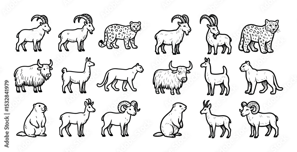 Obraz premium Mountain Animals Icons