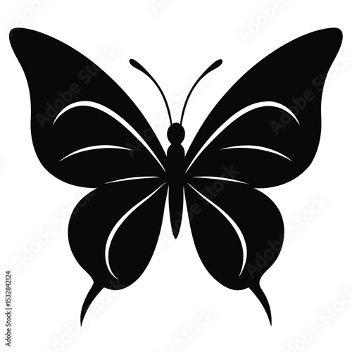 Elegant black butterfly silhouette illustration graphic design