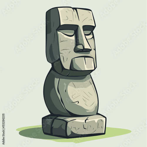 Stylized Stone Moai Statue with Weathered Texture