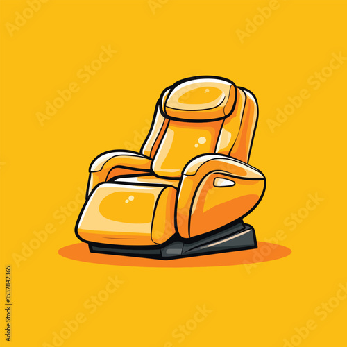 Stylized Yellow Massage Chair with Black Base and Thick Black Outlines