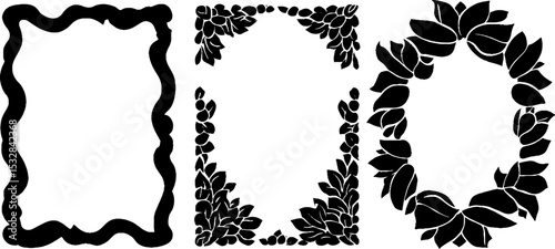 Ornamental wave and art nouveau frame collection for design and decoration